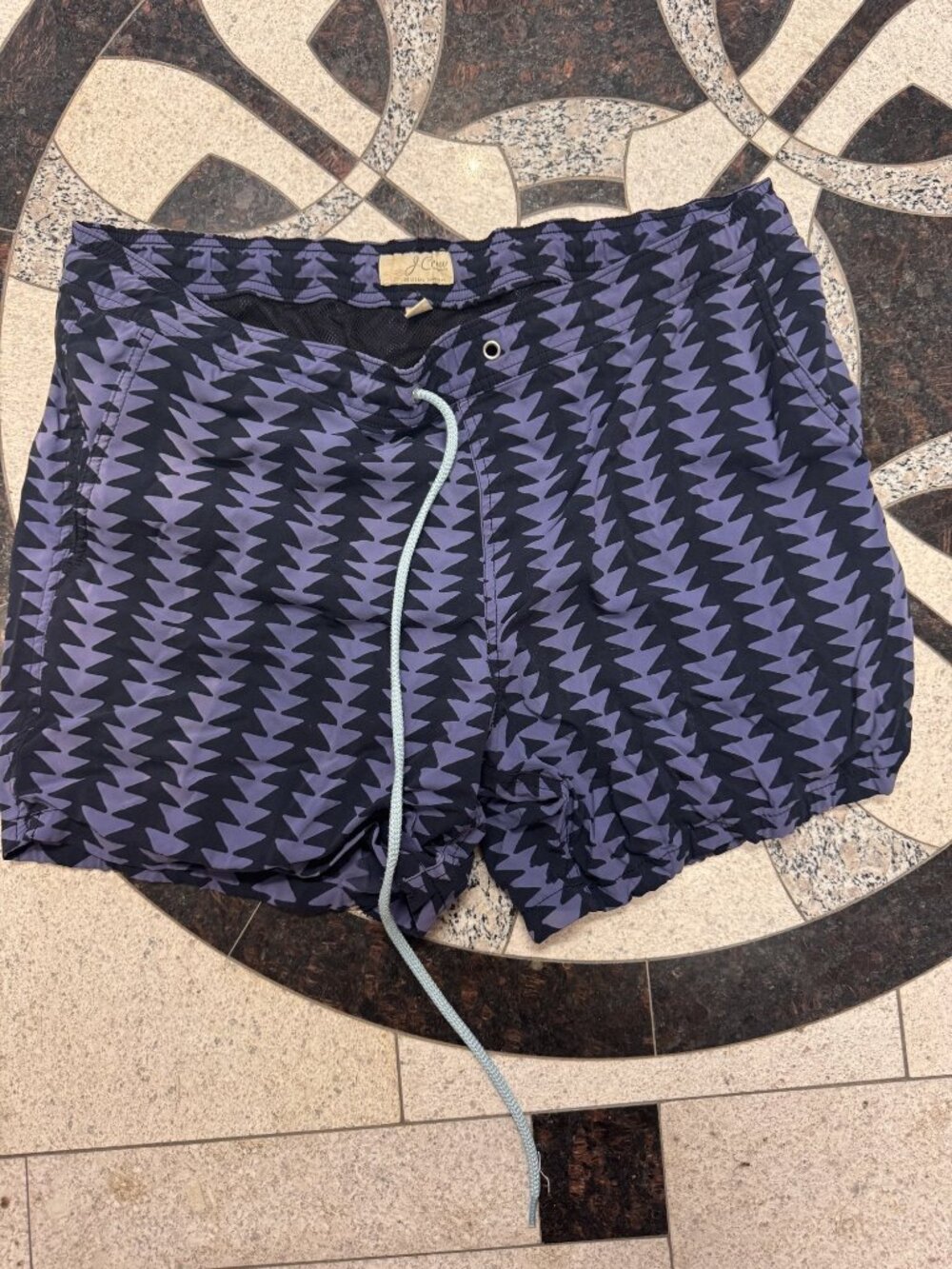 J.Crew Swim Trunks Navy Chevron Print Size M